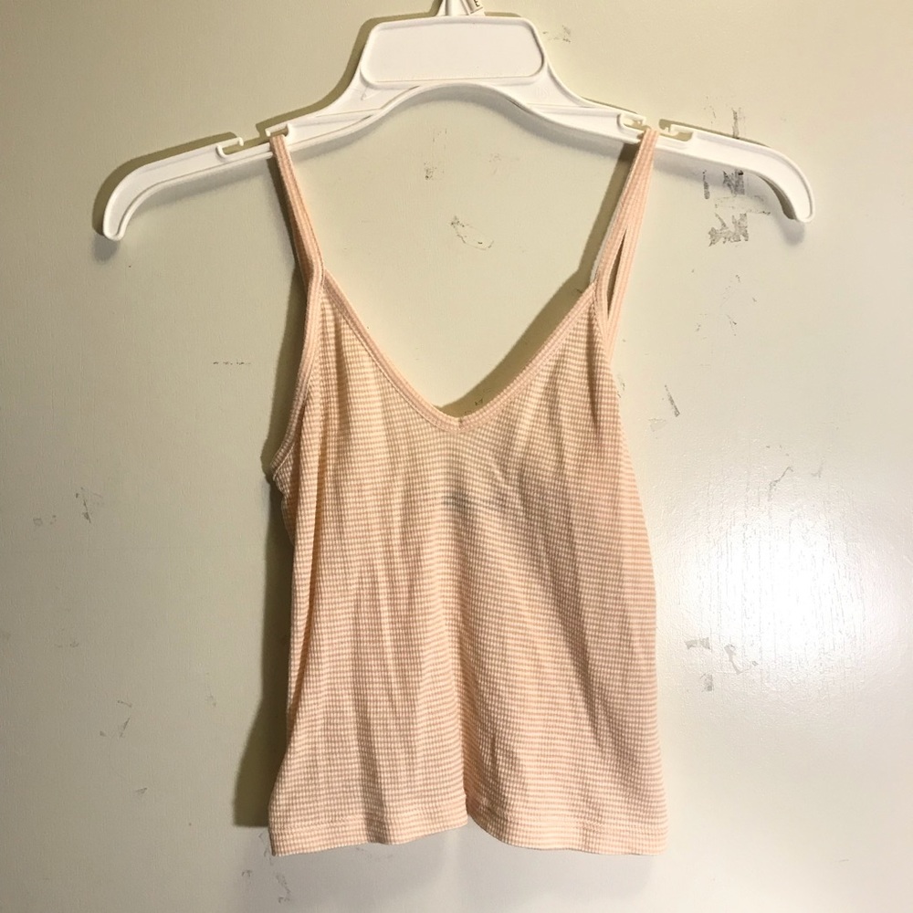 brandy melville yellow striped joanne vneck tank